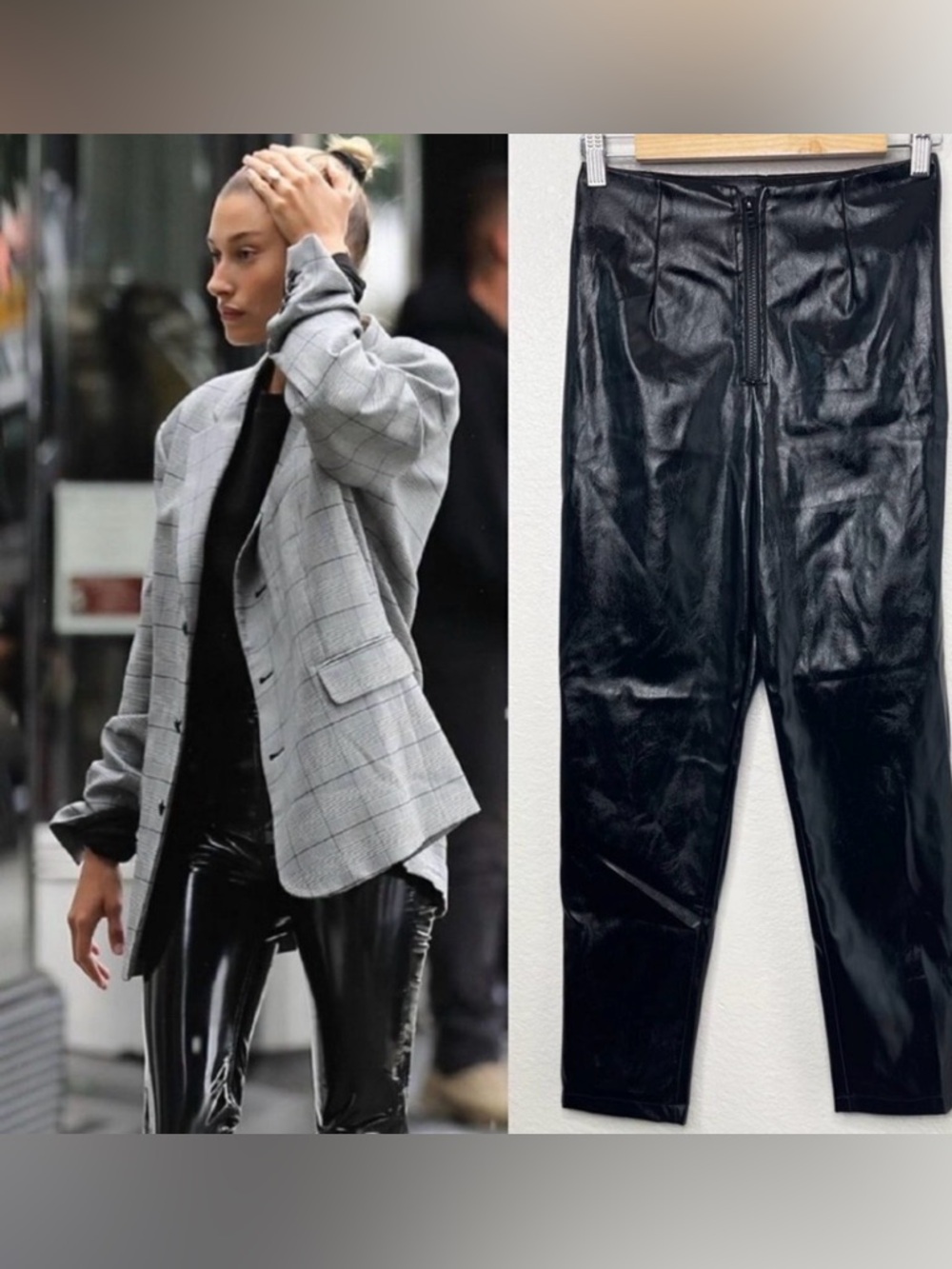 I.AM.GIA Black Shiny Faux Leather Tapered Zipper Front Pants Size Small